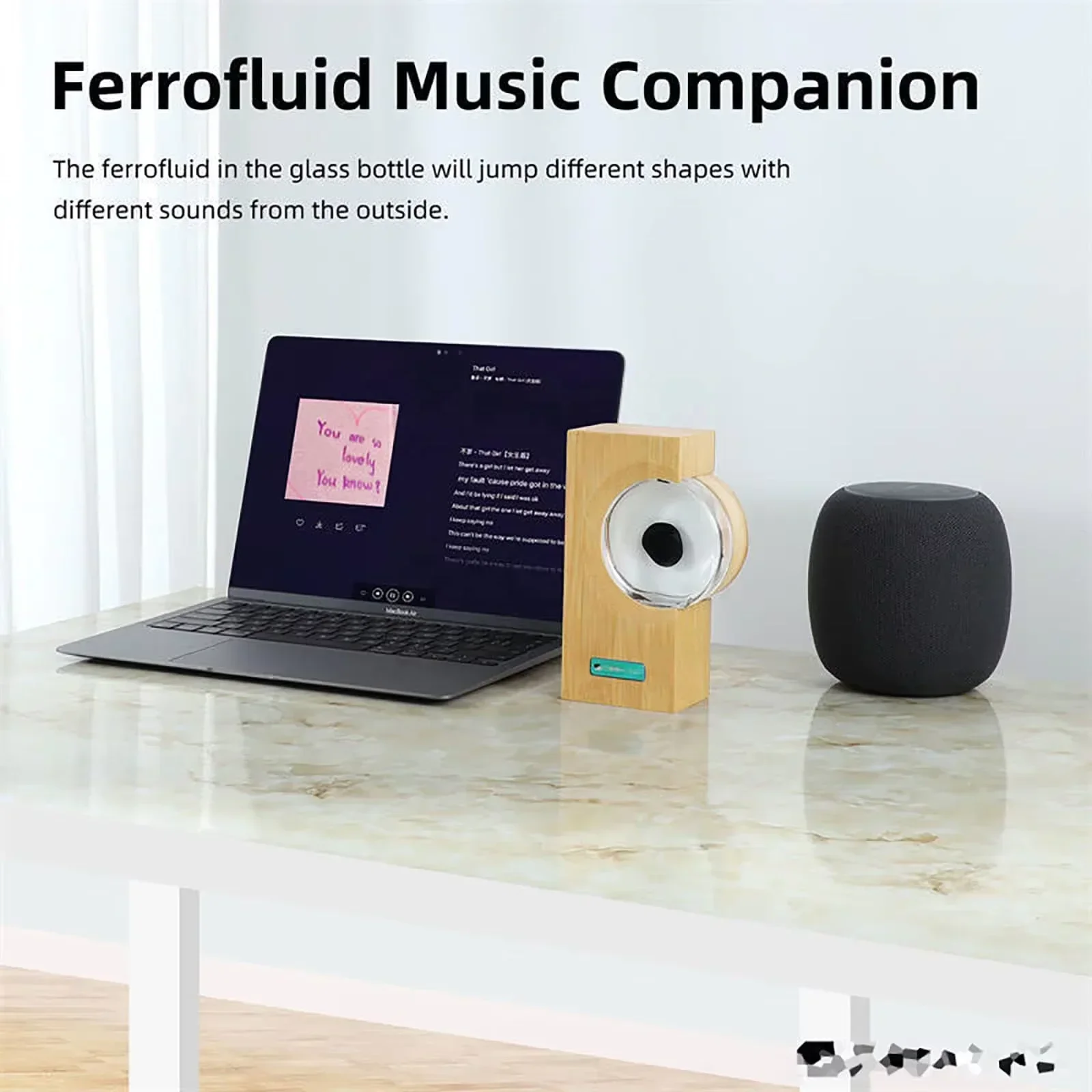 Ferrofluido Danzante con Ritmo Musical, Altavoz de Ferrofluido, Lámpara de Ferrofluido, Juguete Magnético Líquido, Altavoz de Escritorio, Regalos