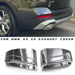Car Stainless Steel Exhaust Trim Cover Square Exhaust Pipe For BMW X3 LCI G01 30i ix eX X4 LCI G02 30iX M Sport Muffler Nozzle