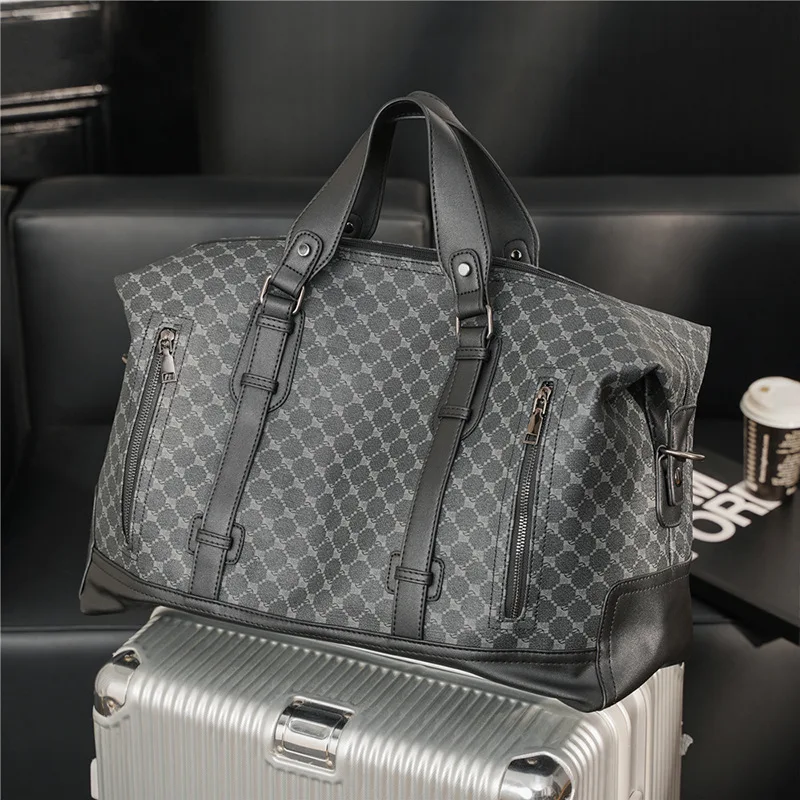 Plaid Top-Handle Bags Men Crossbody Shoulder Bag High Capacity Men\'s Travel Bag Luxury Fashion Gym Handbag Mens Shoulder Bag