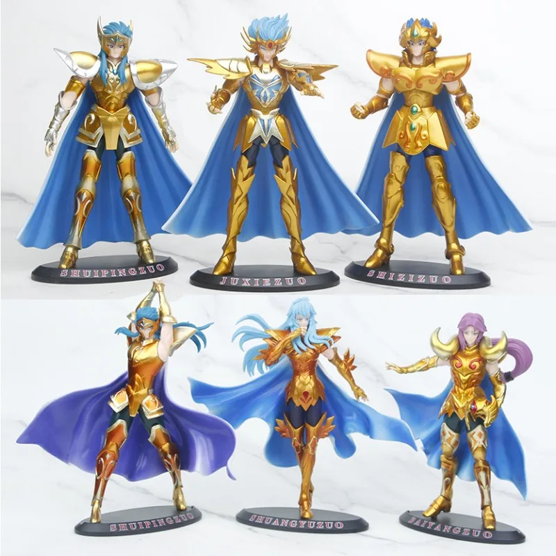 Saint Seiya The Gold Saints Aries Pisces Aquarius PVC Statue Action Figurine Desk Collectible Anime Model Toys Figures Gift