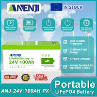 100AH 24V ​​LiFePO4 Battery 6000 cycles Solar Phosphate Battery Portable Battery Built-in BMS Typical Capacity 2560Wh