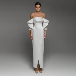 Robe de mariée en satin vintage pour mariée, col bateau, volants, longueur de rinçage, blanc, fête de fiançailles, robe de patients, corset