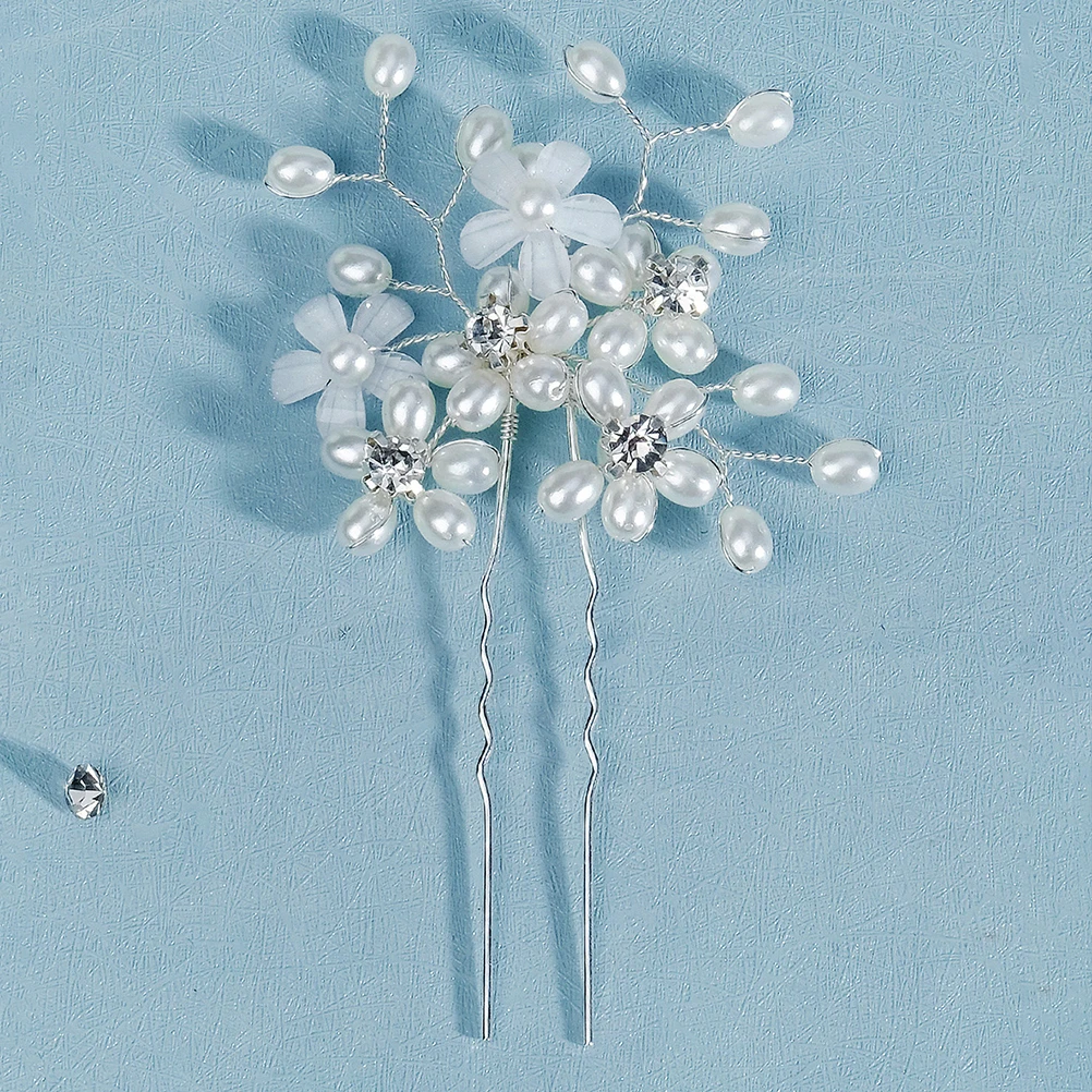 

Elegant Pearl Flower Hairpin for Women Wedding Bridesmaid Bridal Accessories Crystal Hair Clips Rhinestone Pearls Hairpin Buns