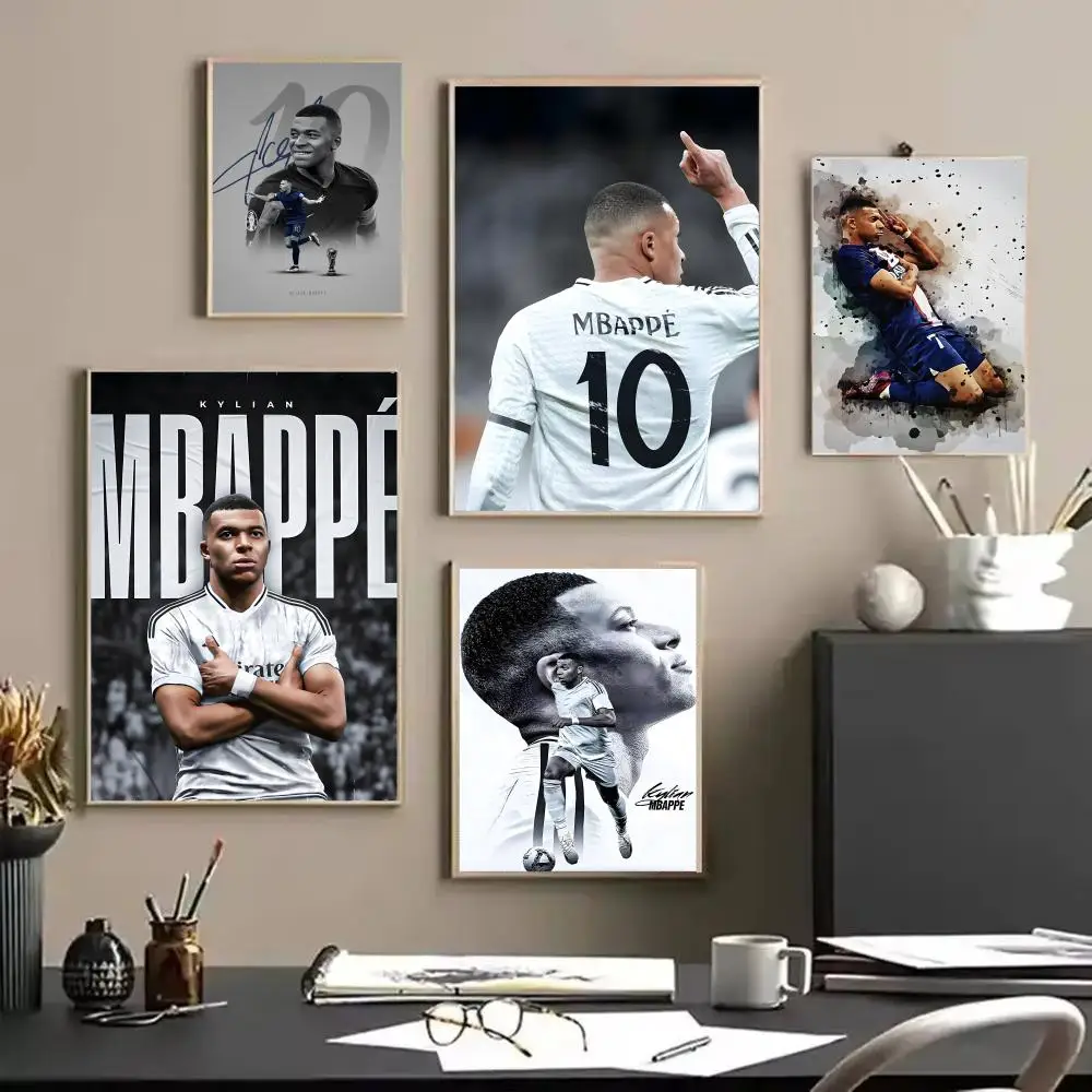 Football Start M-Mbappe Painting Calligraphy Frameless Canvas Poster Wall Art Perfect For Hallway Home Decoration Holiday Gifts
