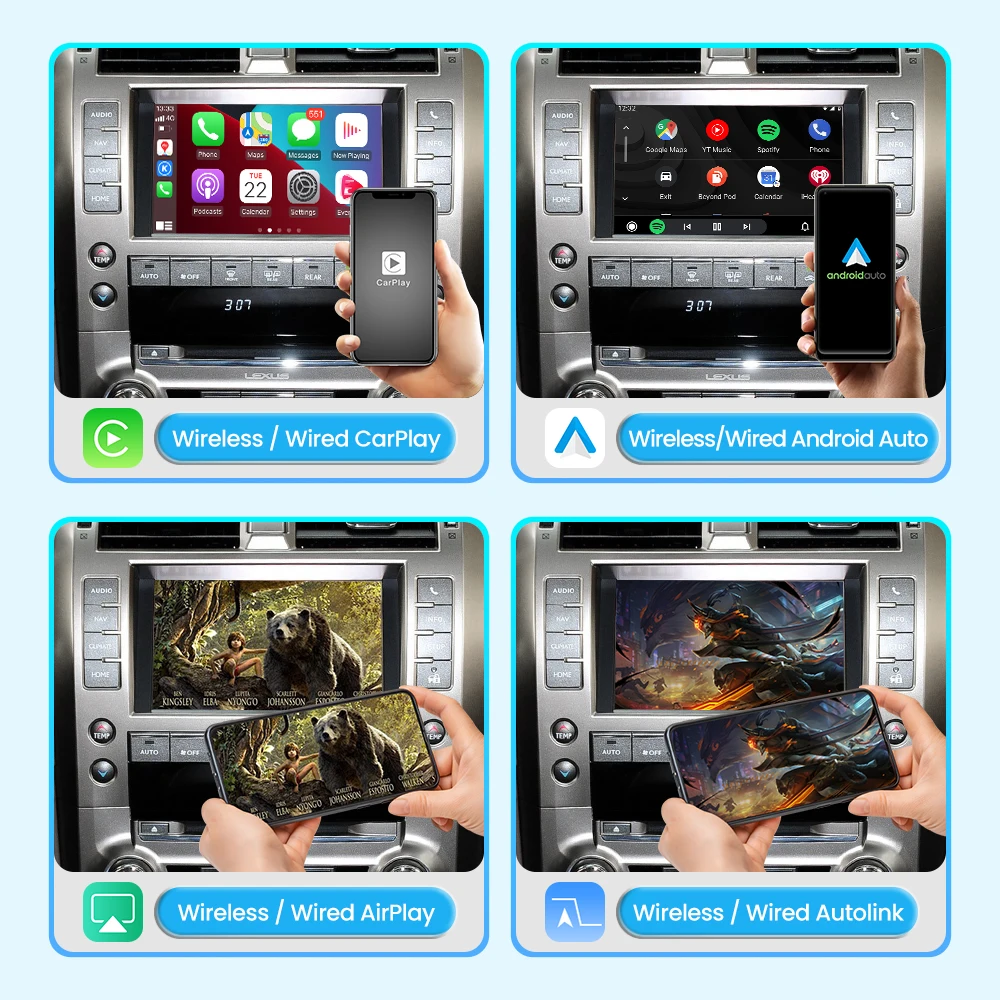 JoyeAuto Interface for 2014-2021 Lexus GX460 Wireless CarPlay Android Auto Module Retrofit Mirror-Link AirPlay YouTube&Netflix