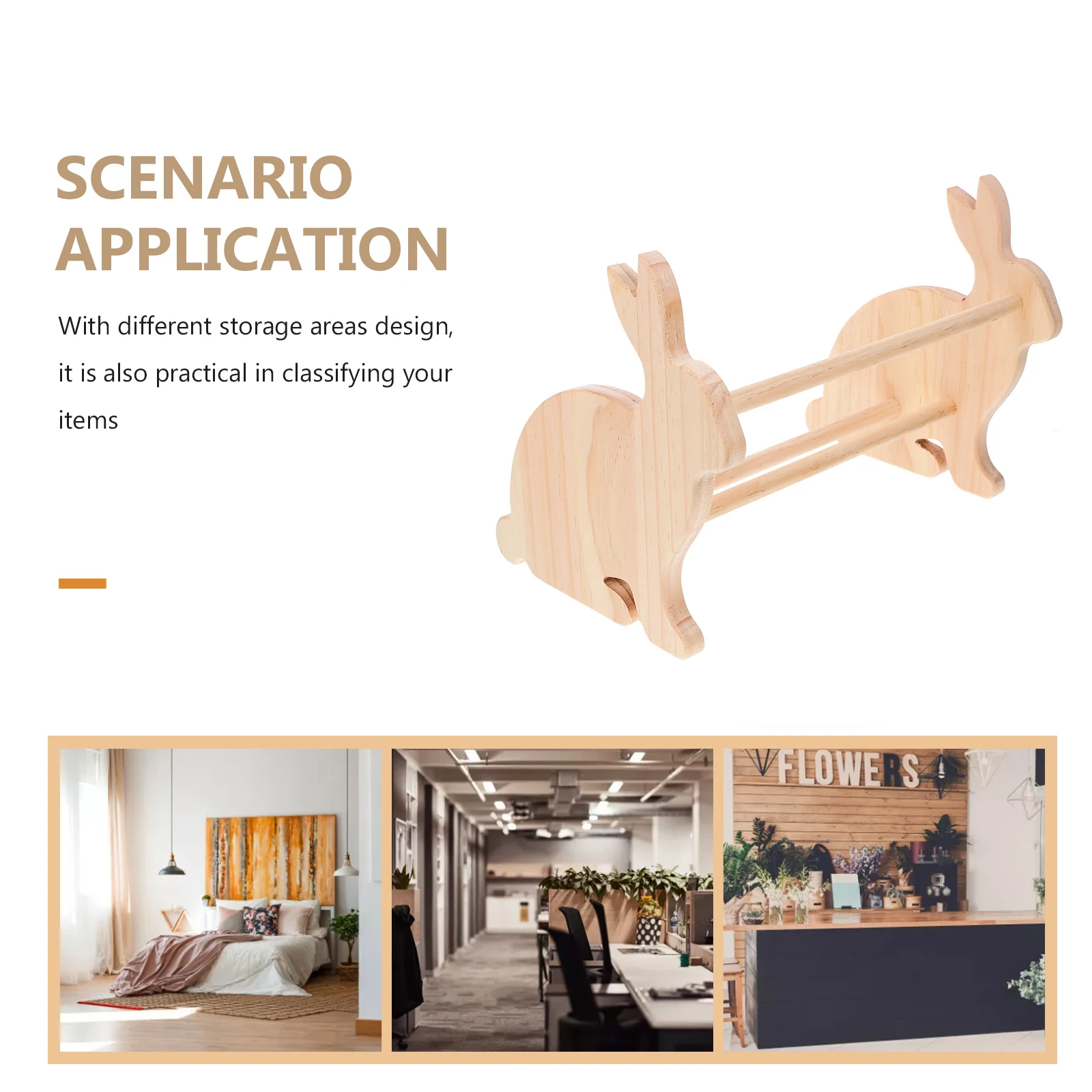 

Wood Book Rack Rabbit Shape Desktop Storage Small Bookshelf Organizer for Children Student Use Bookend Display Stand