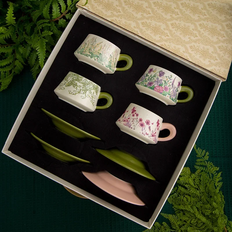Secret Garden Ceramic Coffee Cup Saucer Gift Box Set Light Luxury Premium Mug Water Cup For Home Drinkware Collection