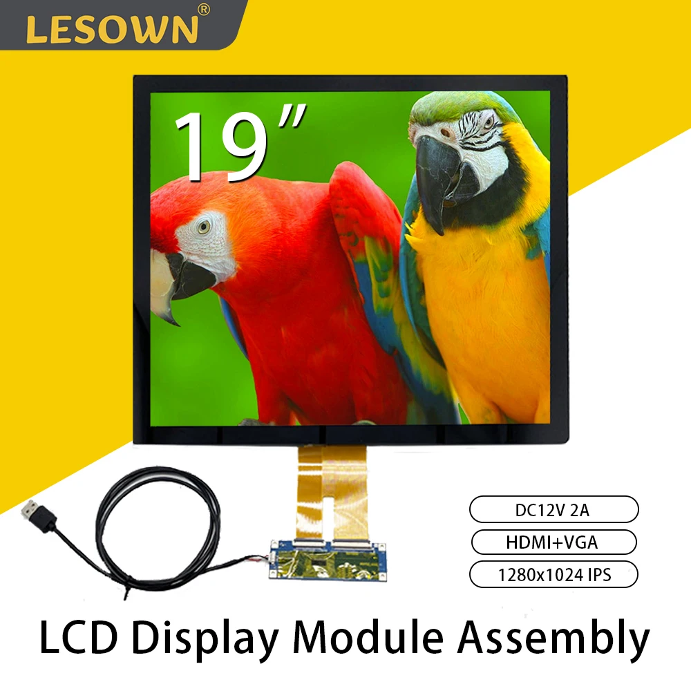 

LESOWN Original Ultra Wide 19 inch Display Module 1280x1024 Resolution IPS Touch HDMI VGA LCD Sub Secondary Screen for Windows