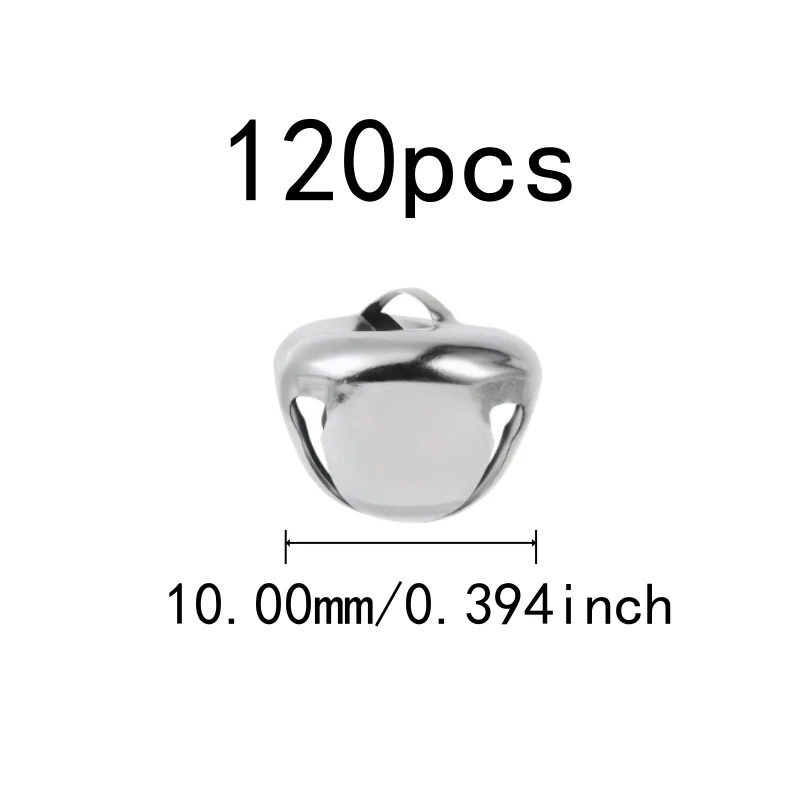 Cross Shape Design 10mm Jingle Bell Charms, 120 pcs, Pet Collar Charm, Small Delicate Size for Wedding Decoration, Silver