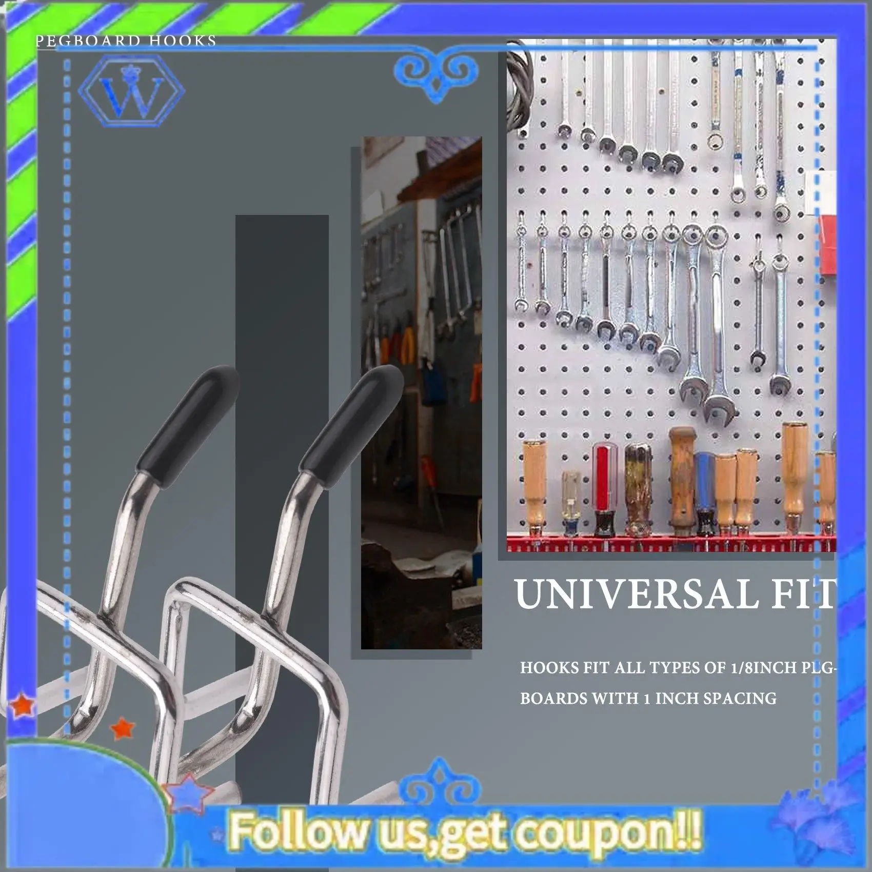 

A55P-50 Pcs 2-Inch Pegboard Hooks Wall Shelf Tool Hangers Home Storage Organizer Storage Display Hardware Tools