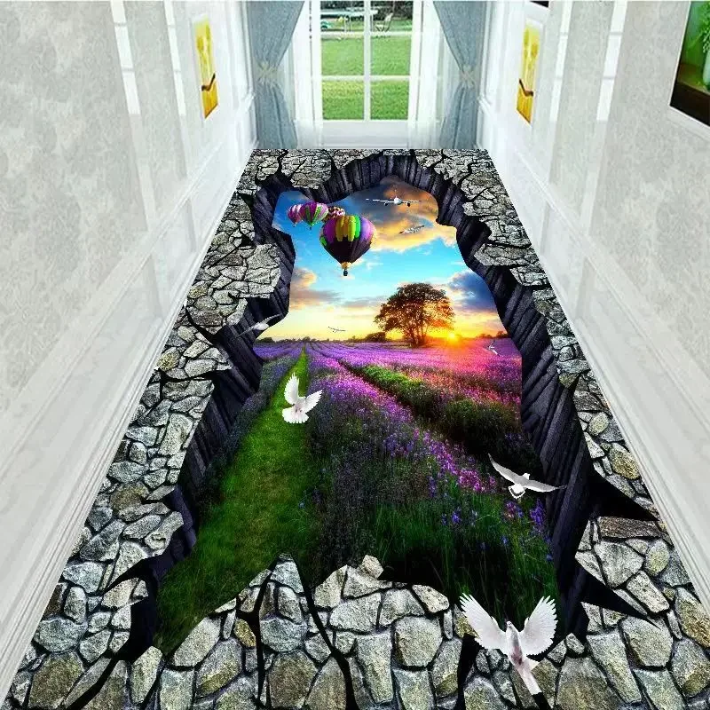 Korridor-Teppich mit visuellem 3D-Effekt, Naturszene-Design, ultra-waschbare, rutschfeste, schmutzabweisende Matte für Flur, Schlafzimmer, Heimdekoration – Detail 8