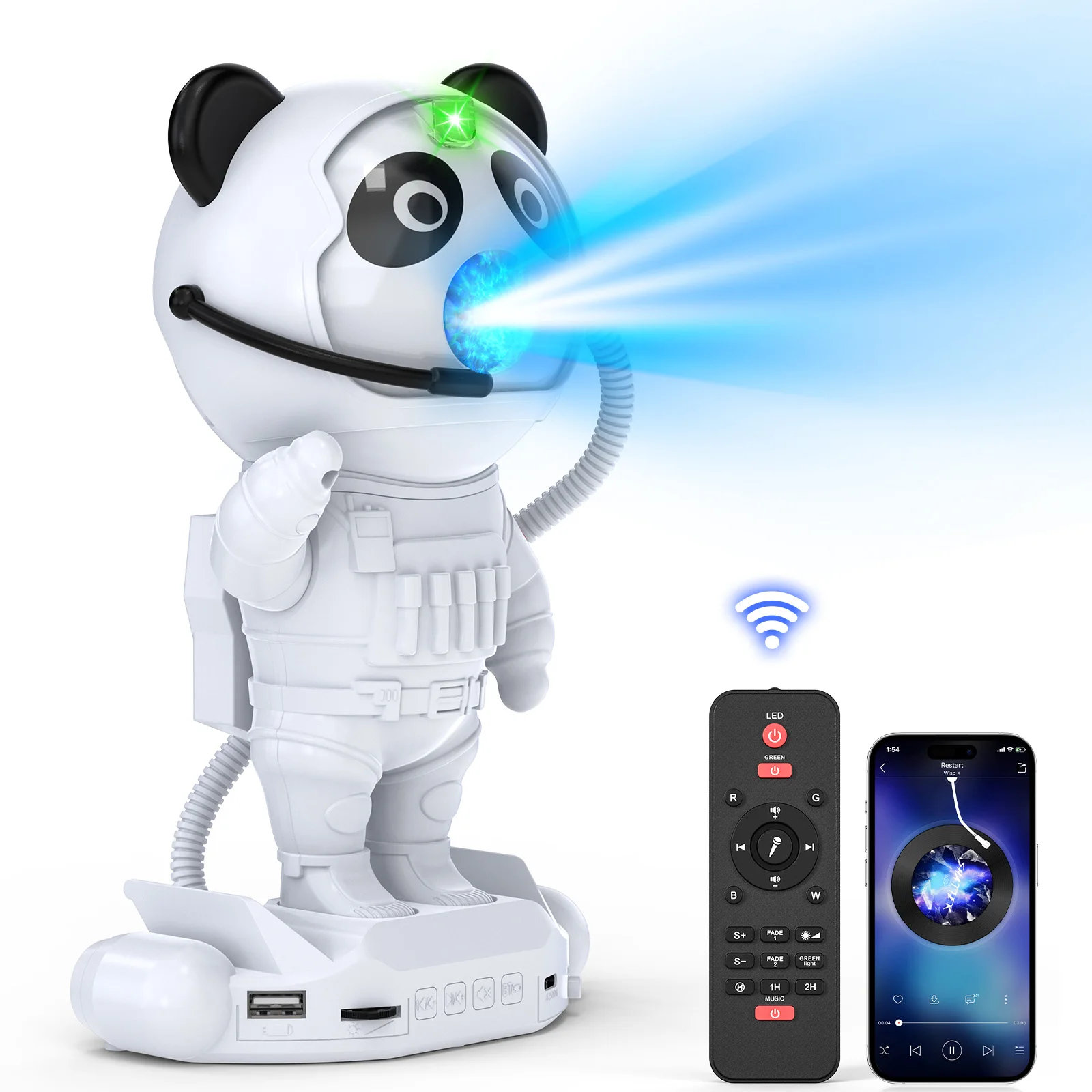 U'King Galaxy Projector Space Panda Starry Sky Light Music Starry Projector Player LED Night Light Indoor Room Table Light Decor