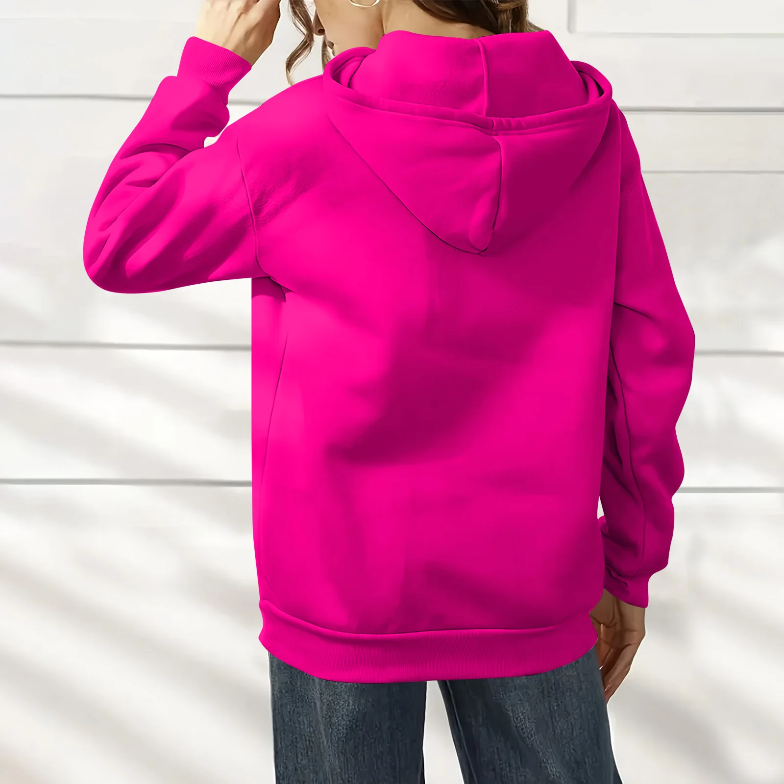 سترة نسائية عصرية بلون سادة وأكمام طويلة مع قلنسوة سوداديراس دي موخير ملابس نسائية بغطاء للرأس تسحب نسائي 2025 Hot