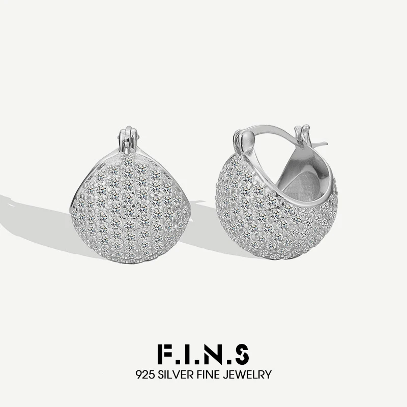 

F.I.N.S стерлингового серебра 925 пробы с микропокрытием из циркония, круглые серьги-гвоздики, минималистичные пряжки для ушей, ювелирные изделия, женский аксессуар