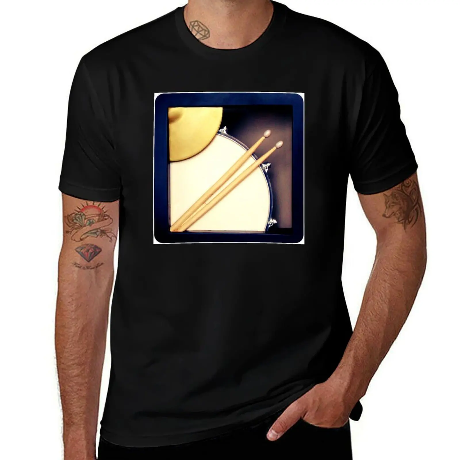 

Drums, Drum stickers T-Shirt cotton t shirt man t shirts cotton 100% T-Shirt