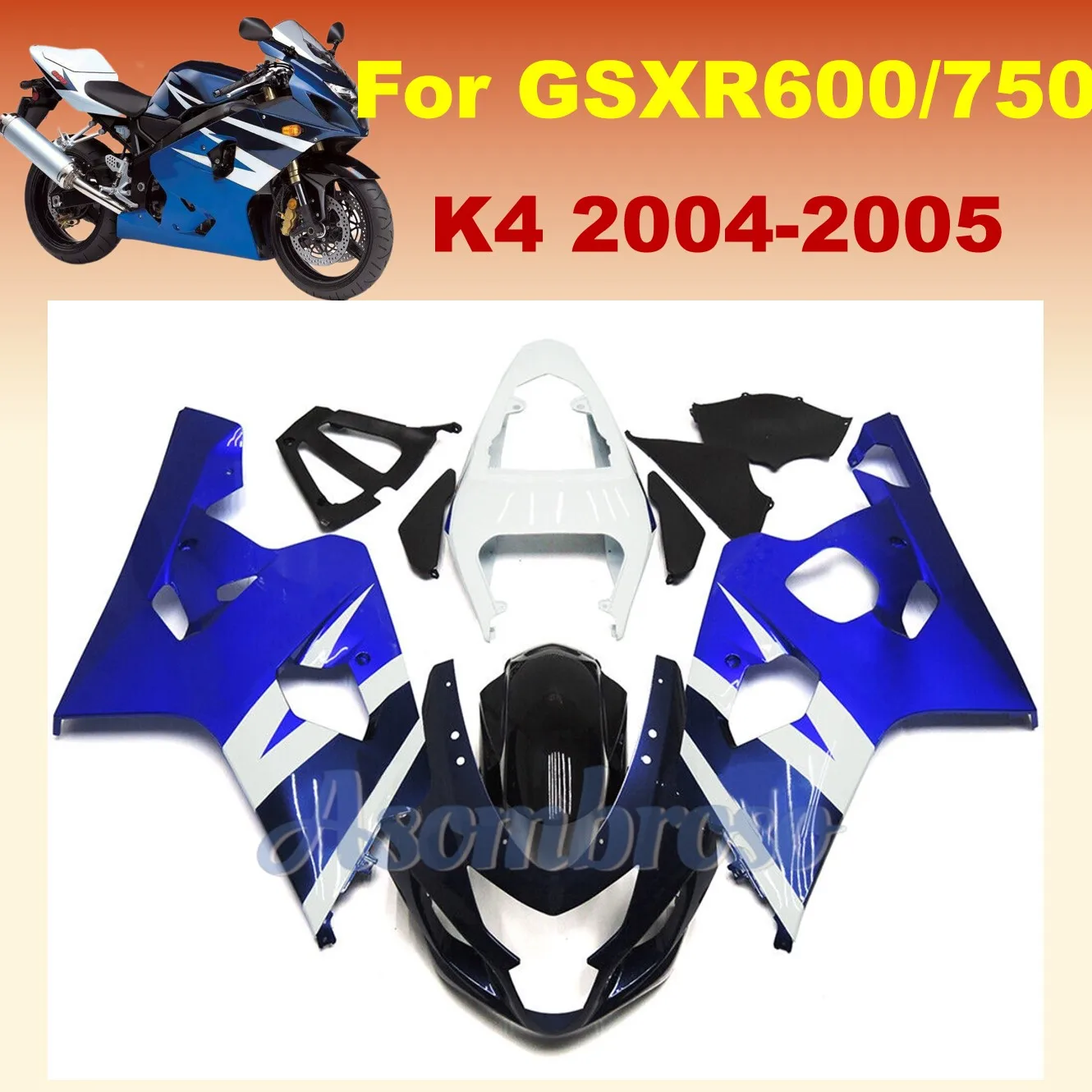 Installing an aftermarket fairing kit for GSXR600 750 2004 2005 GSXR750 04 05 K4 GSXR 600 blue-white body