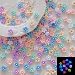 50PCS Resin 3D Luminous Flower Nail Charms Macaron-colored Morning Glory Petals Nail Art Decoration Accessories for manicure DIY
