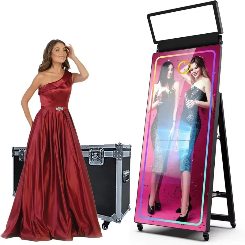 

70 inch Magic Mirror Photo Booth 32in Touch Screen Built-in Mini PC Portable Mirror Photo Booth Selfie Machine for Partys Events