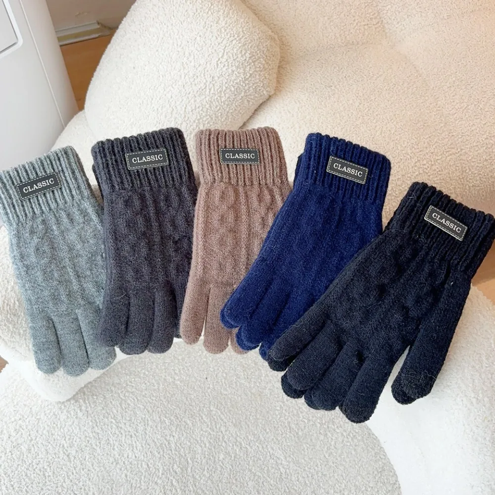 Fashion Touchscreen Knitted Gloves Warm Cold proof Full Finger Gloves Windproof Thermal Mittens Outdoor