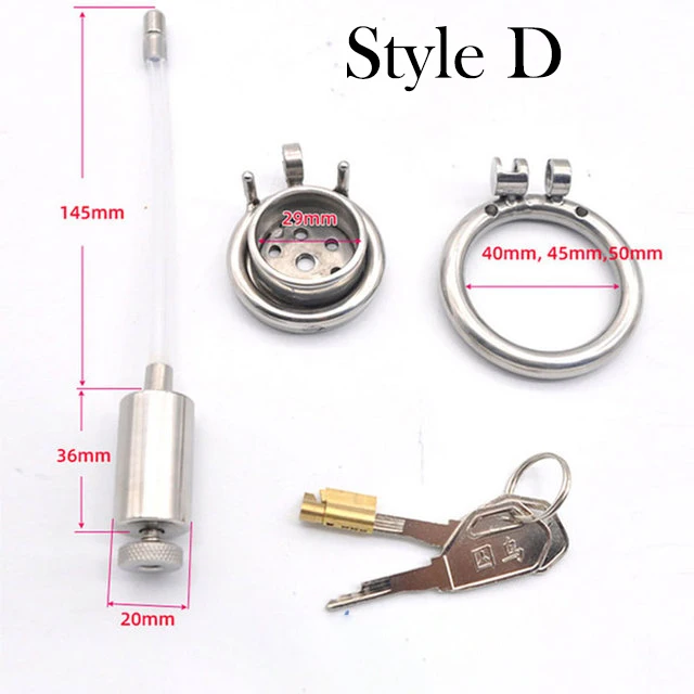 Male Small Steel Negative Chastity Cage With Silicone Catheter Trumpet Penis Chastity Device Removable Inner Tube Adult Sex Toys