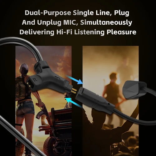 Imagen 2 del producto CVJ Hato-Cable de auriculares con micrófono desmontable, accesorio para IEM Audio Pickup Gaming Esports, transmisión en vivo con micrófono para TRN KZ
