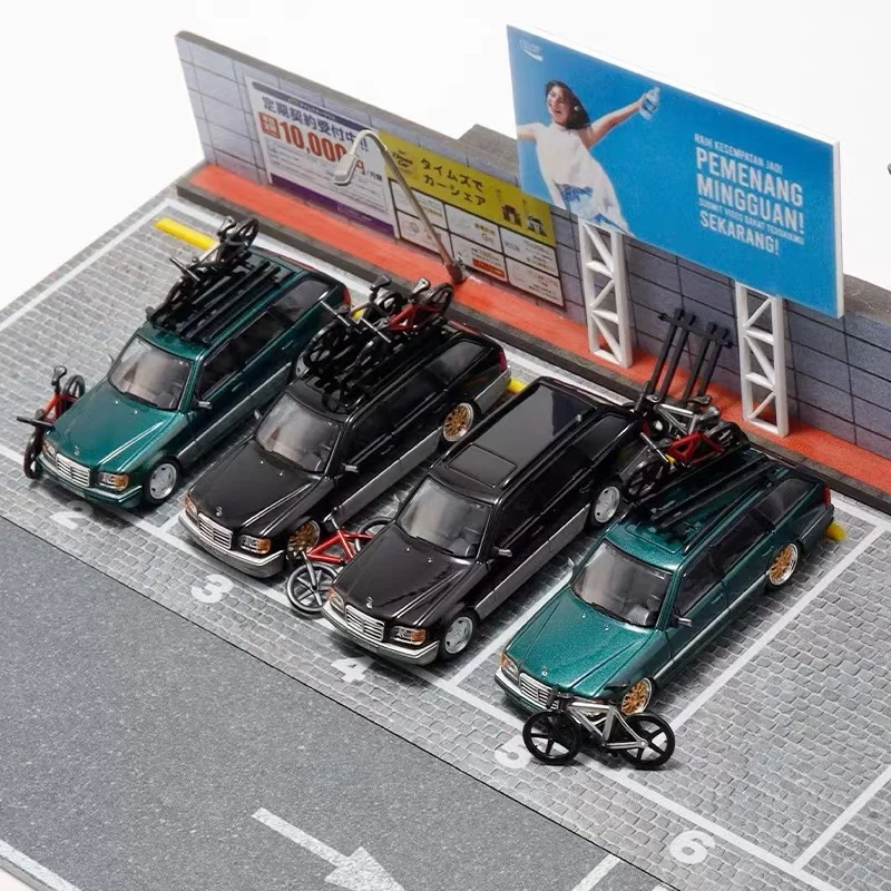 Diecast 1/64 Größe Mercedes Benz S124 Modell Auto Benz Fahrrad Legierung Auto Modell Sammlung Display Hobby Original Box