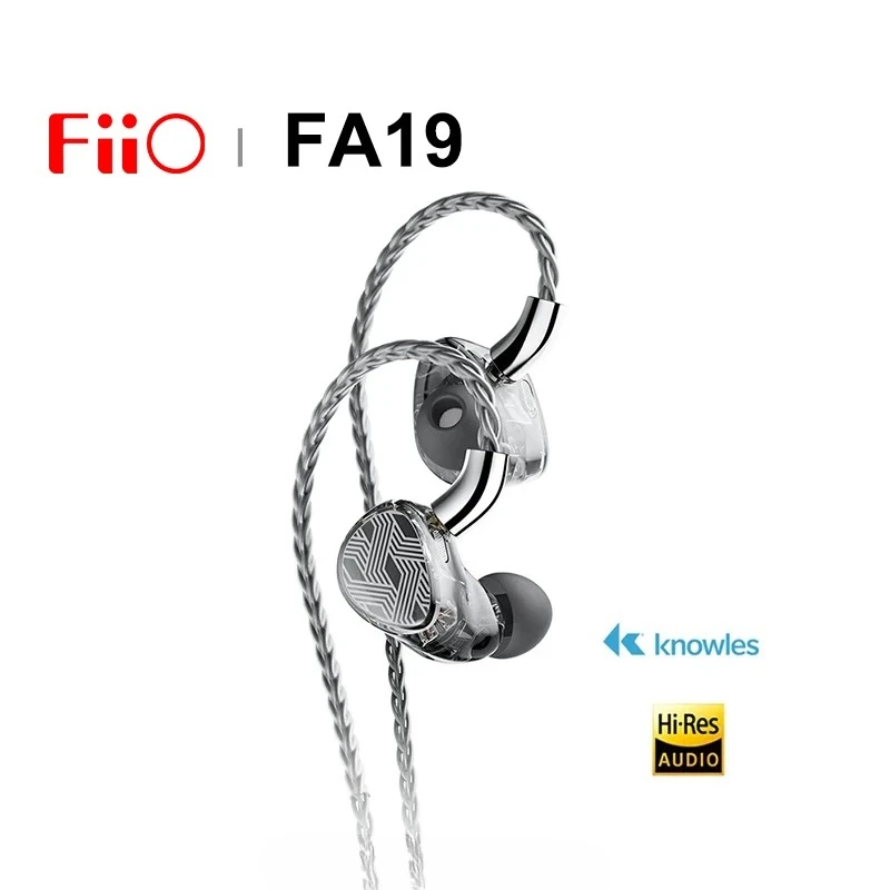 FiiO FA19 Earphone In-Ear Knowles driver, Earphone IEM seimbang dengan MMCX dapat dipertukarkan 3.5mm 4.4mm, colokan dikirim