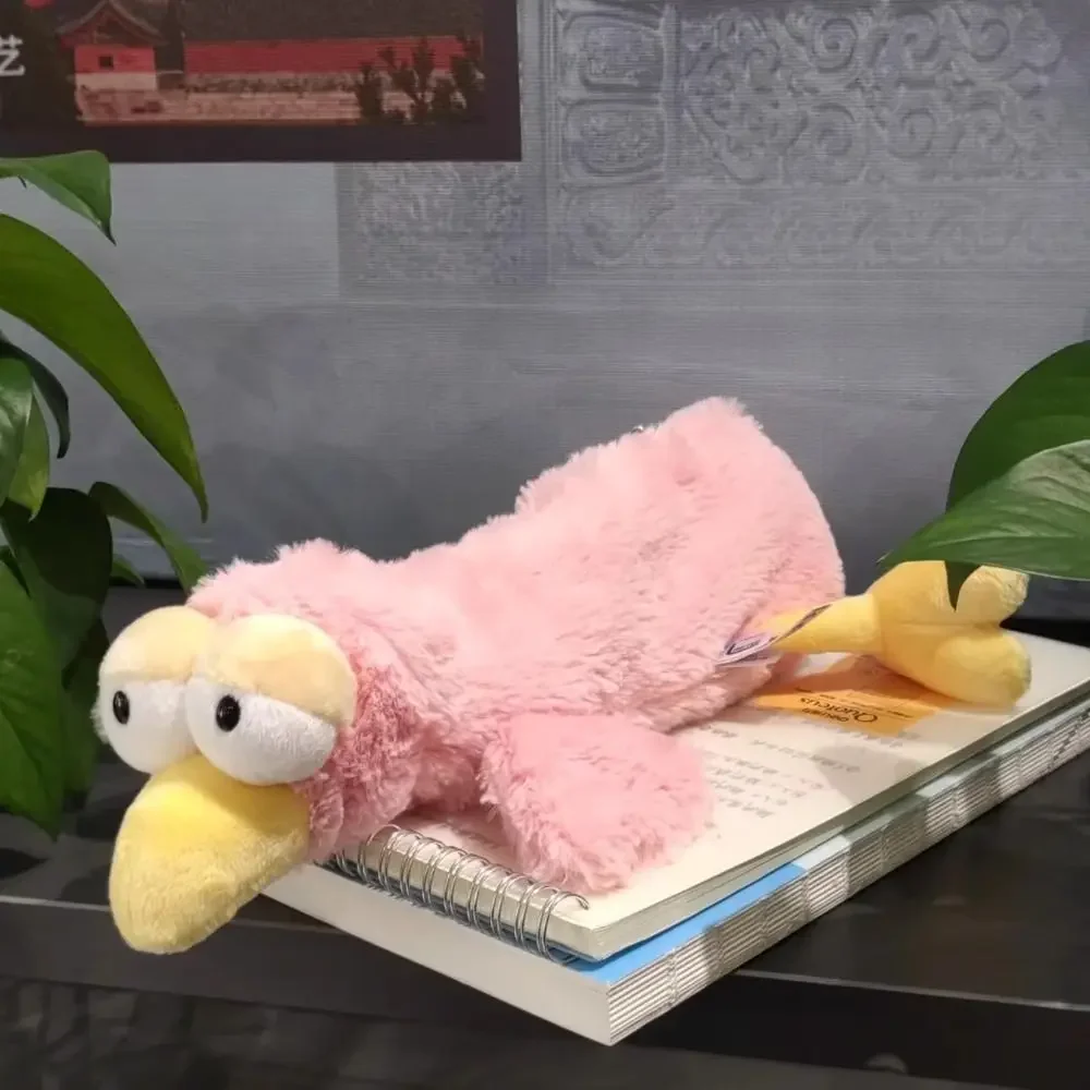 

Stationery Organizer Pink Plush Bird Pencil Bag Soft Large Capacity Plush Pencil Case Cartoon Storage Big Eyes Bird Pencil Pouch