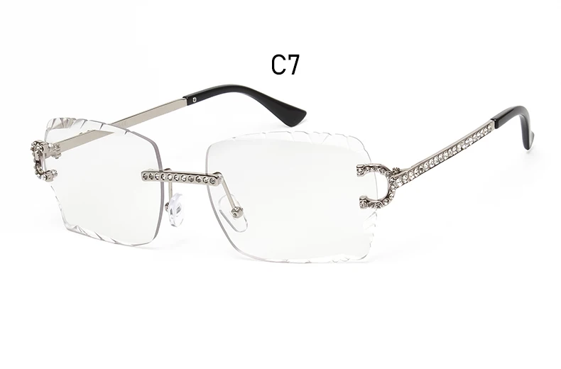 KENBO Quadratische randlose Edelstein-Sonnenbrille, trendige Sonnenbrille mit Farbverlauf für Damen und Herren, Retro-Sonnenbrille mit rahmenlosem Diamantschliff – Detail 15