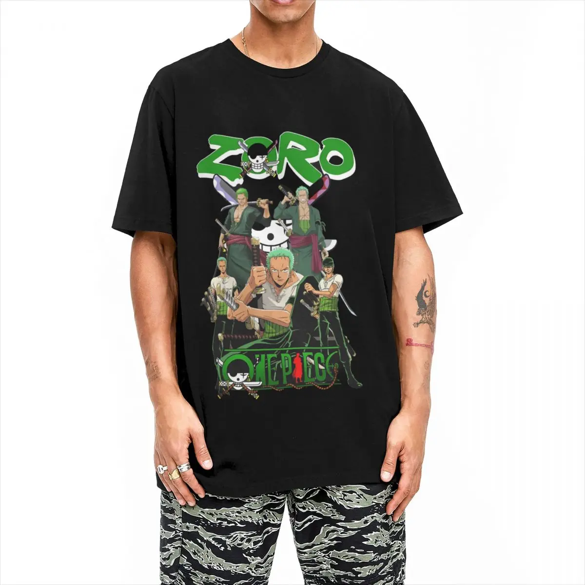 Roronoa Zoro One Piece T-Shirt Men Women Anime Unique Cotton Tees Crew Neck Short Sleeve T Shirt Plus Size Tops