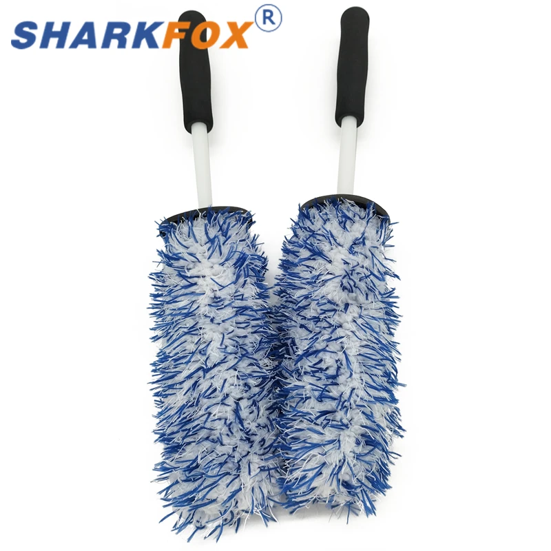 Car Wash Microfiber Wheels Brush Highly Water Absorption Soft Plush Tire Brushes Non-Slip Handle Cleaning Hub Rims Spokes Fender