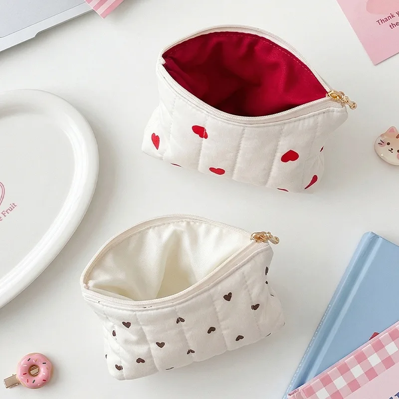 Korean Style Love Polka Dot Coin Purse Multi-functional Fashion Simple Versatil Lightweight Lipstick Card Bagse For Sweet Girls