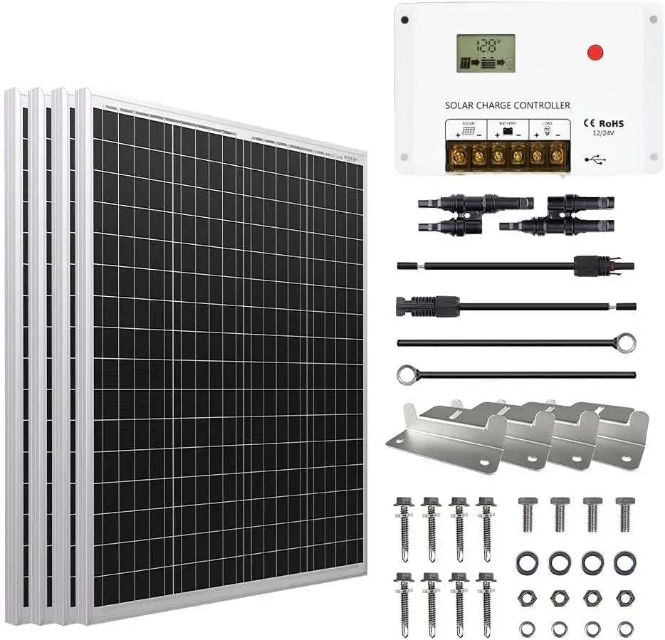 

Hqst 200 400 Watt Polycrystalline 12V 24V Solar Panel, High Efficiency Module Pv Power For Battery Charging Boat, Caravan, Rv