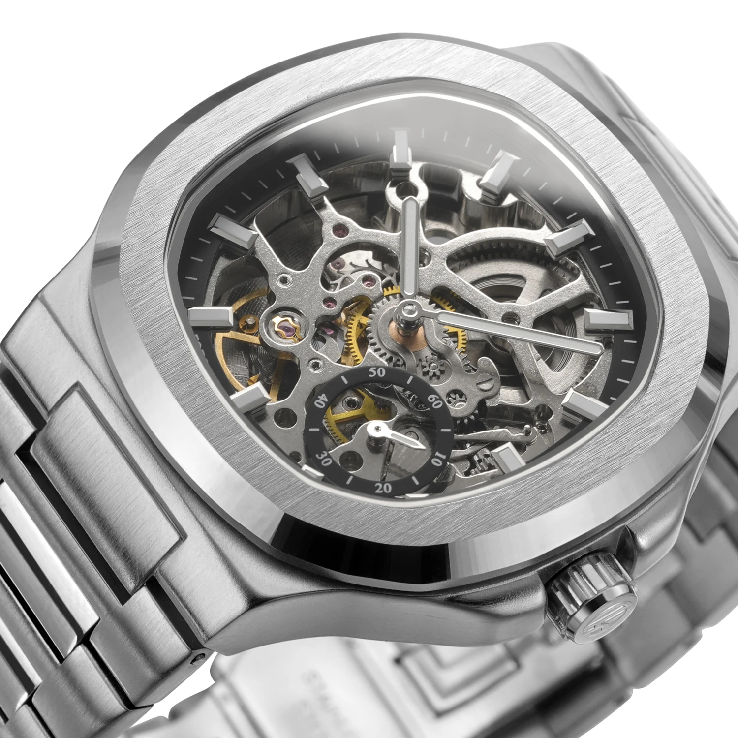 

Forsining Business Mens Watches Top Brand Luxury Skeleton Automatic Mechanical Watch for Men Stainless Steel Strap Wristwatches