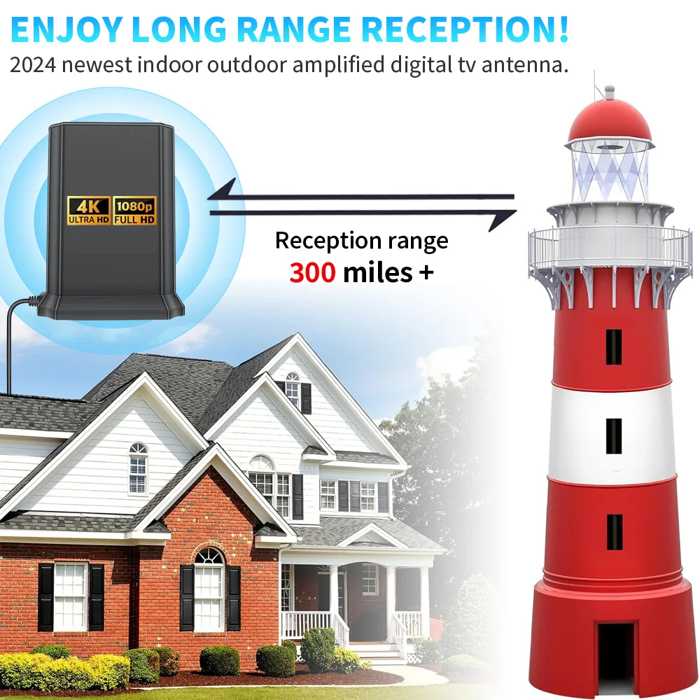 هوائي تلفزيون داخلي لجميع أجهزة التلفاز الذكية HD Digital مع إشارة مكبر للصوت للقنوات المحلية يدعم 4K ATSC DVB-T DMB-T ISDB-T