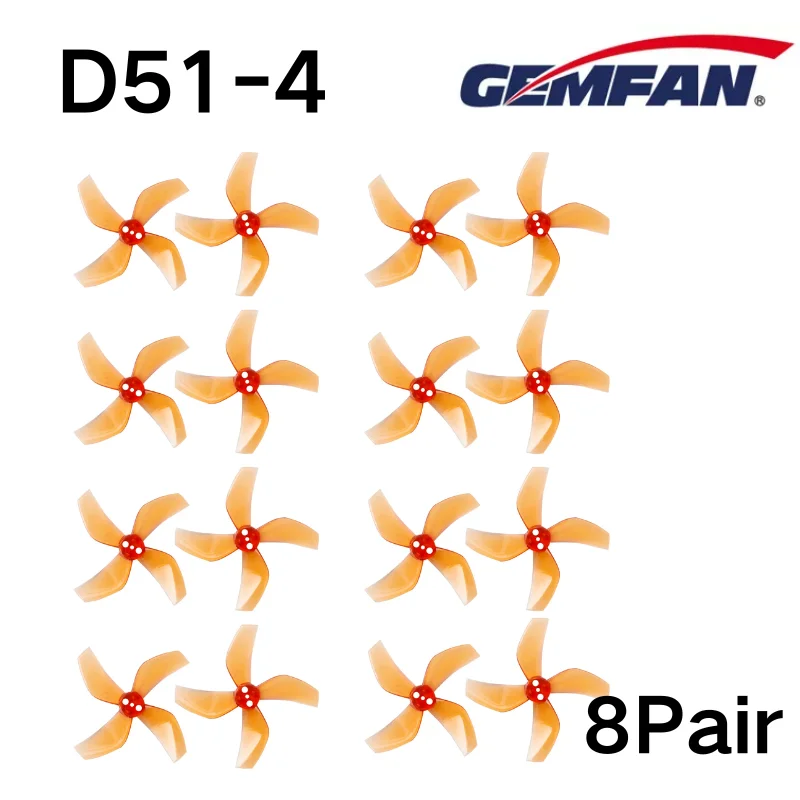 Gemfan D51(2020-4) Cinewhoop Rekwisieten 4 Blade 3 Gaten 1.5Mm Propeller Pc Voor Mini Fpv Indoor Fly Mini Ducted 8Pair/16 Stks Diy Onderdelen