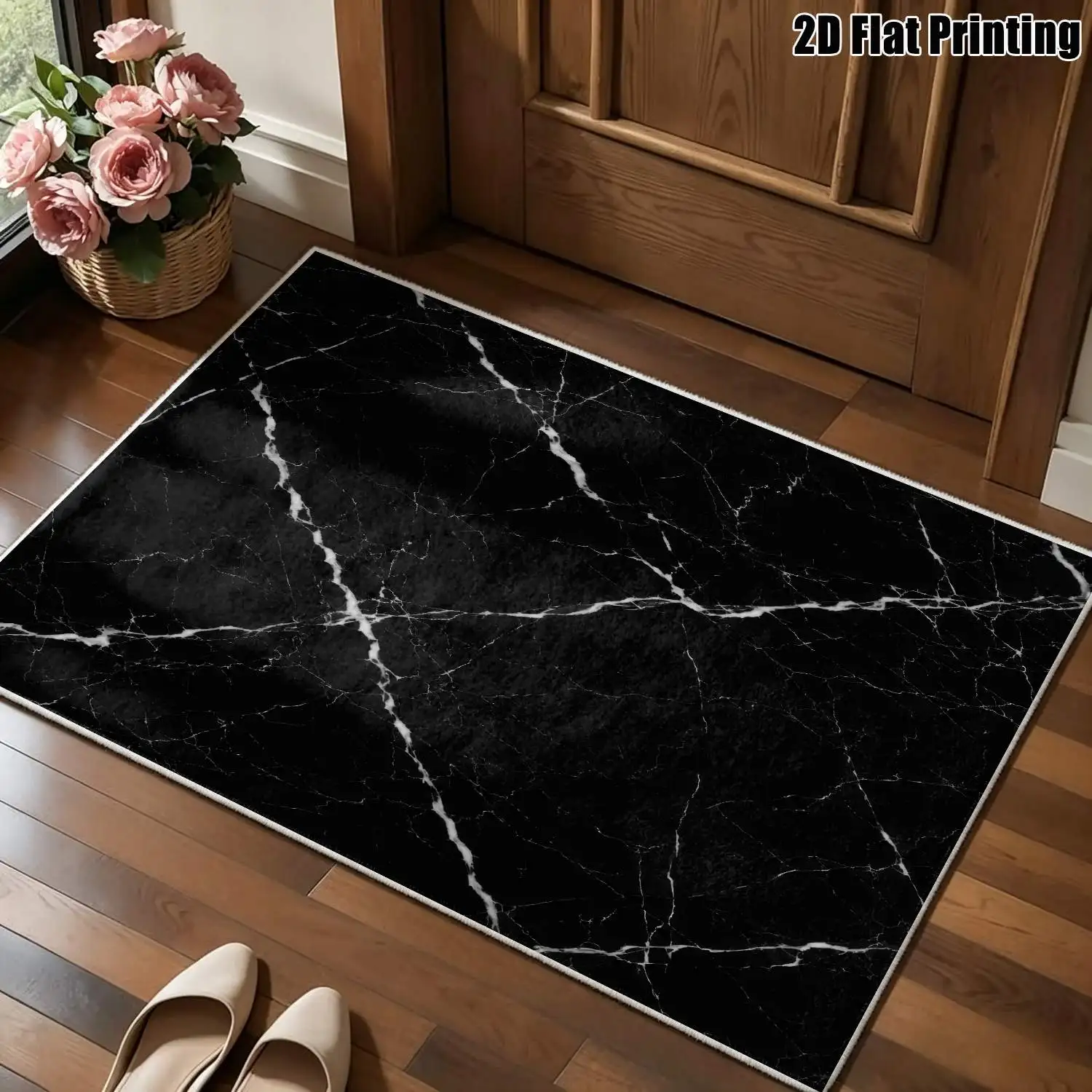 1Pc 2D Printed Marble Pattern Carpet, Nordic Modern Minimalist Style, Multi-Size Machine Washable, Ideal for Home Decor & Various Settings