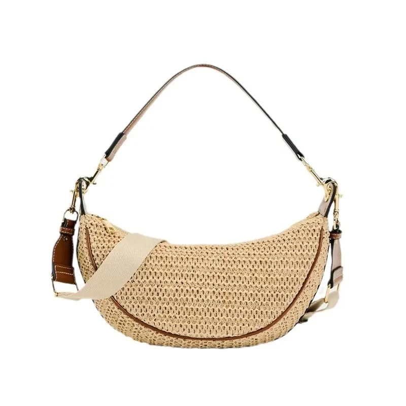 فيفي البوهيمي حقائب القش المرأة حقائب الكتف الحياكة حقيبة اليد حقيبة يد سيدة عادية نصف القمر المتسوق المحافظ
