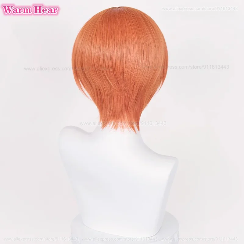 Anime rin hoshizora cabelo sintético curto 30cm unissex laranja vermelho cosplay anime peruca resistente ao calor perucas de festa + touca peruca grátis