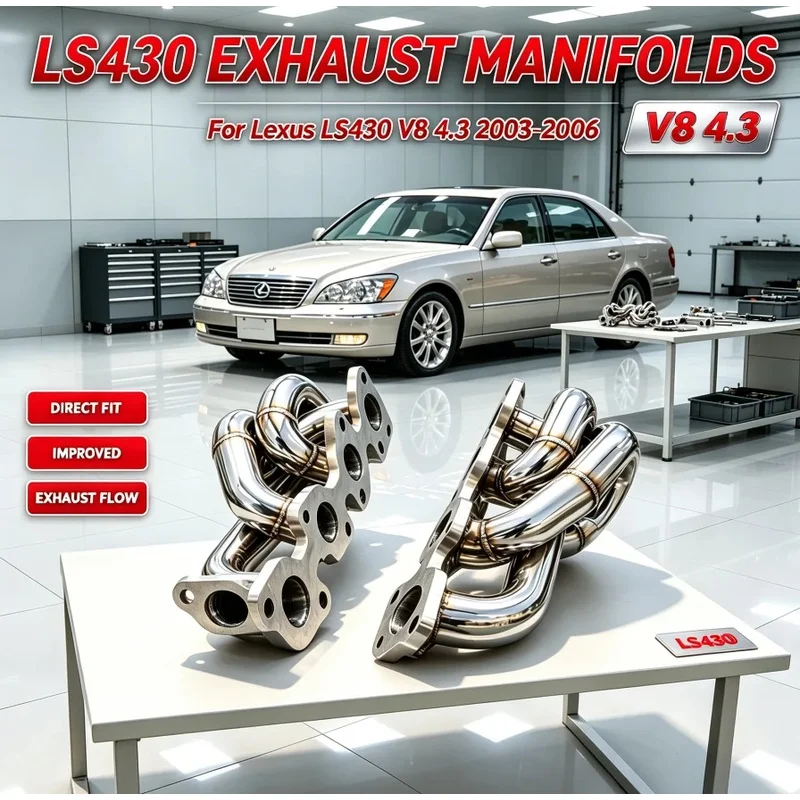 High-Flow Stainless Exhaust Manifold for Lexus LS430 V8 4.3 2003-2006 Header Pipe Airflow Performance Direct Fit