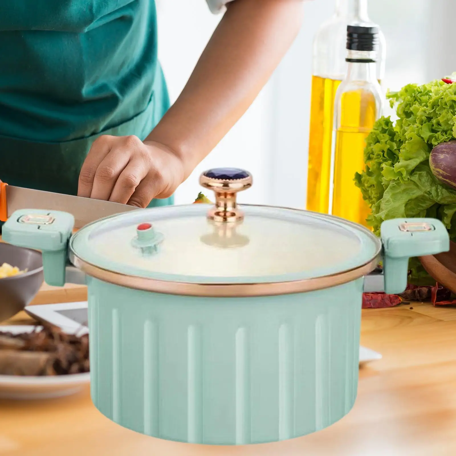 Micro Pressure Pot 10L for Gas Induction with Lid and Handle Crock Pot Stewing Boiling Pot for Rice Pasta Soup Noodles Chicken