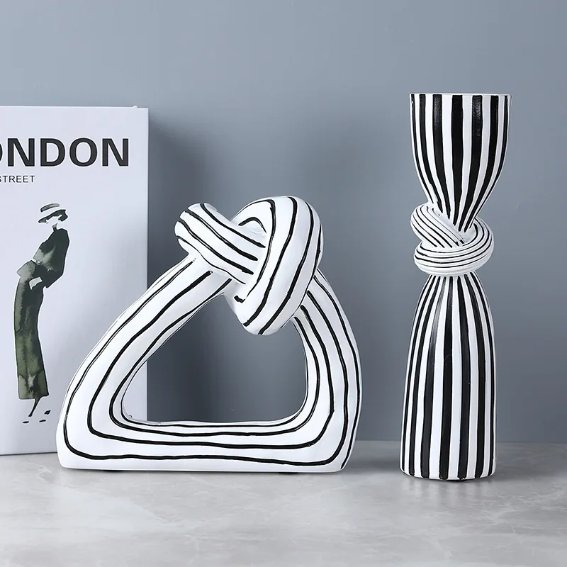 

Artistic Rope Sculpture - Contemporary Striped Home Decor, Statement Piece for Studio Apartment, Trendy Tabletop Decor