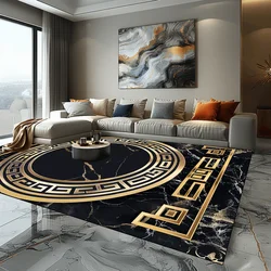 Luxury Black Gold Large Rugs for Living Room European Style Decoration Home Carpet Sofa Coffee Tables Mat Non-slip Bedroom Rug