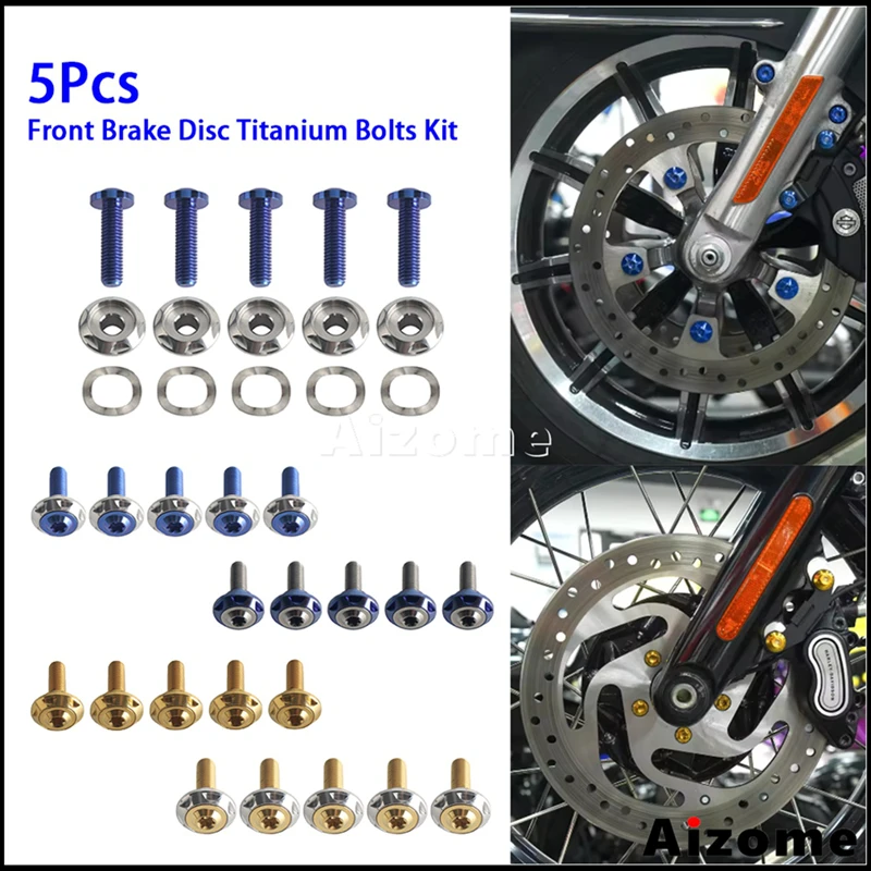 Motorcycle 5 Pack Titanium Floating Front Brake Rotor Bolts Hardware Kit For Harley Road Glide Street Glide FLTRX FLHX 2014‑2025