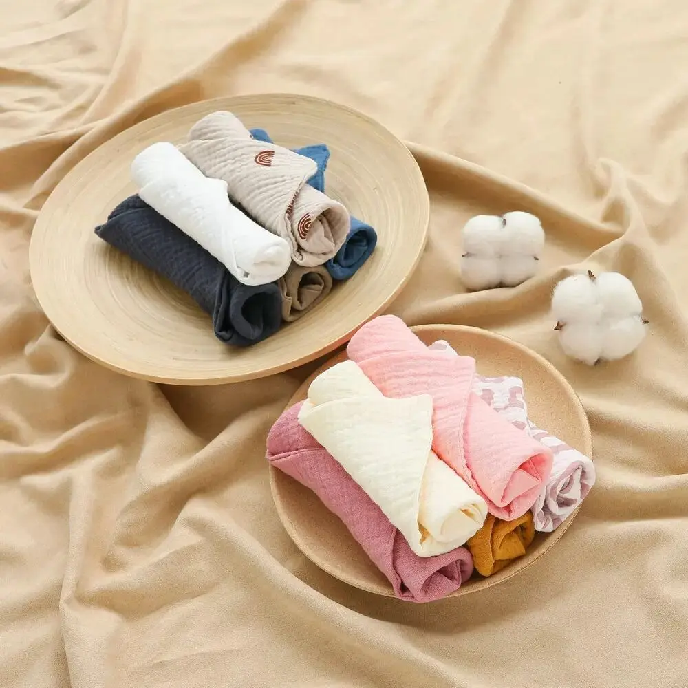 5pcs Kids Muslin Towel 100% Cotton Baby Blanket Saliva Towel for Newborns Bathing Feeding Face Washcloth Infant Gauze