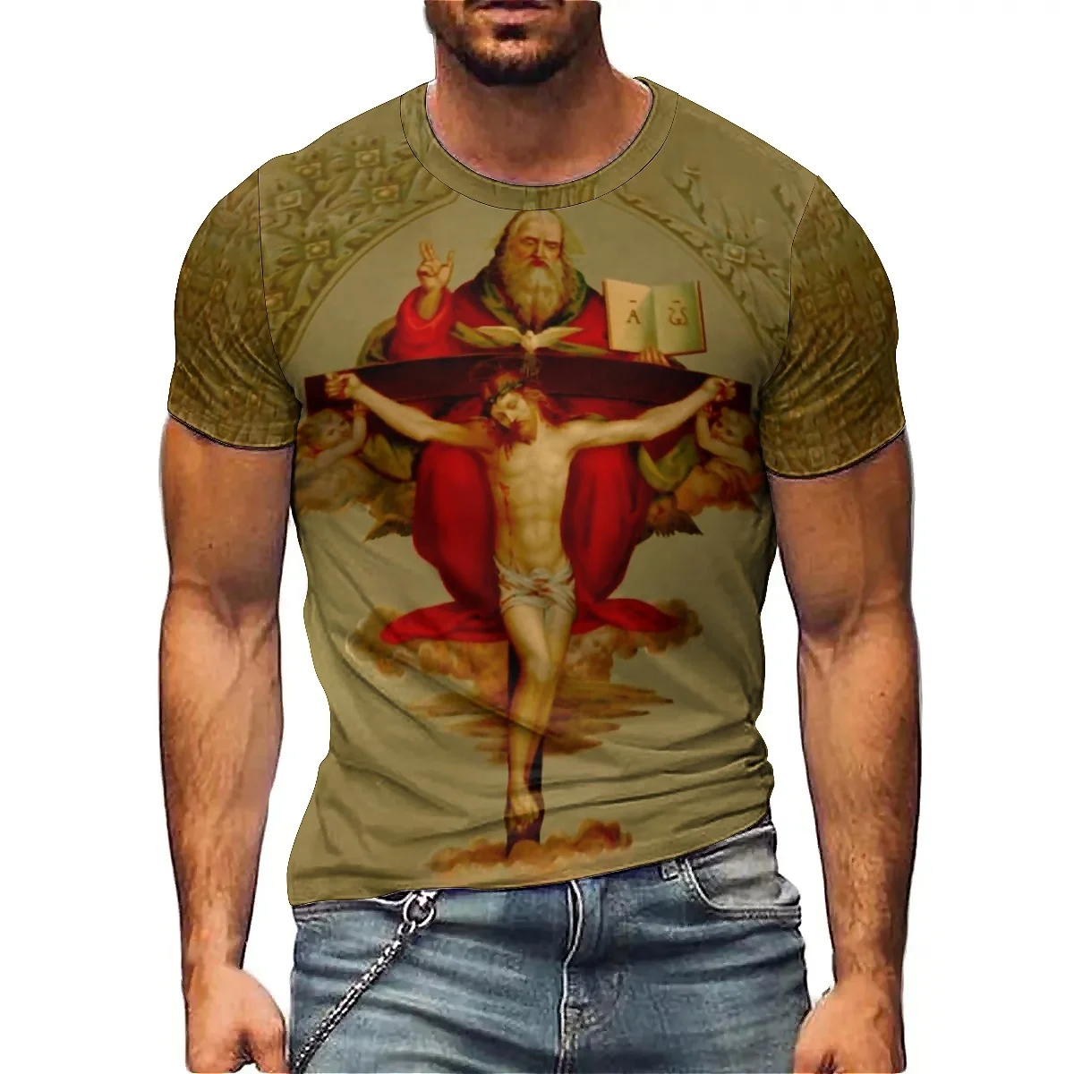 Breathable & Quick-Drying Abstract Dizzy Print Men's 3D Printed Short-Sleeve T-Shirt - Pajama-Style Crew Neck T-Shirt