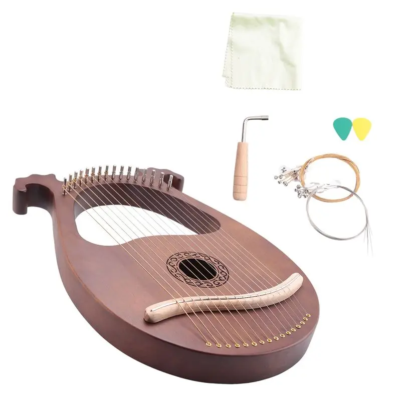 Гармонь CGDS-Lyre, 16-струнный струнный инструмент с корпусом из красного дерева, с настроечным ключом и запасными струнами