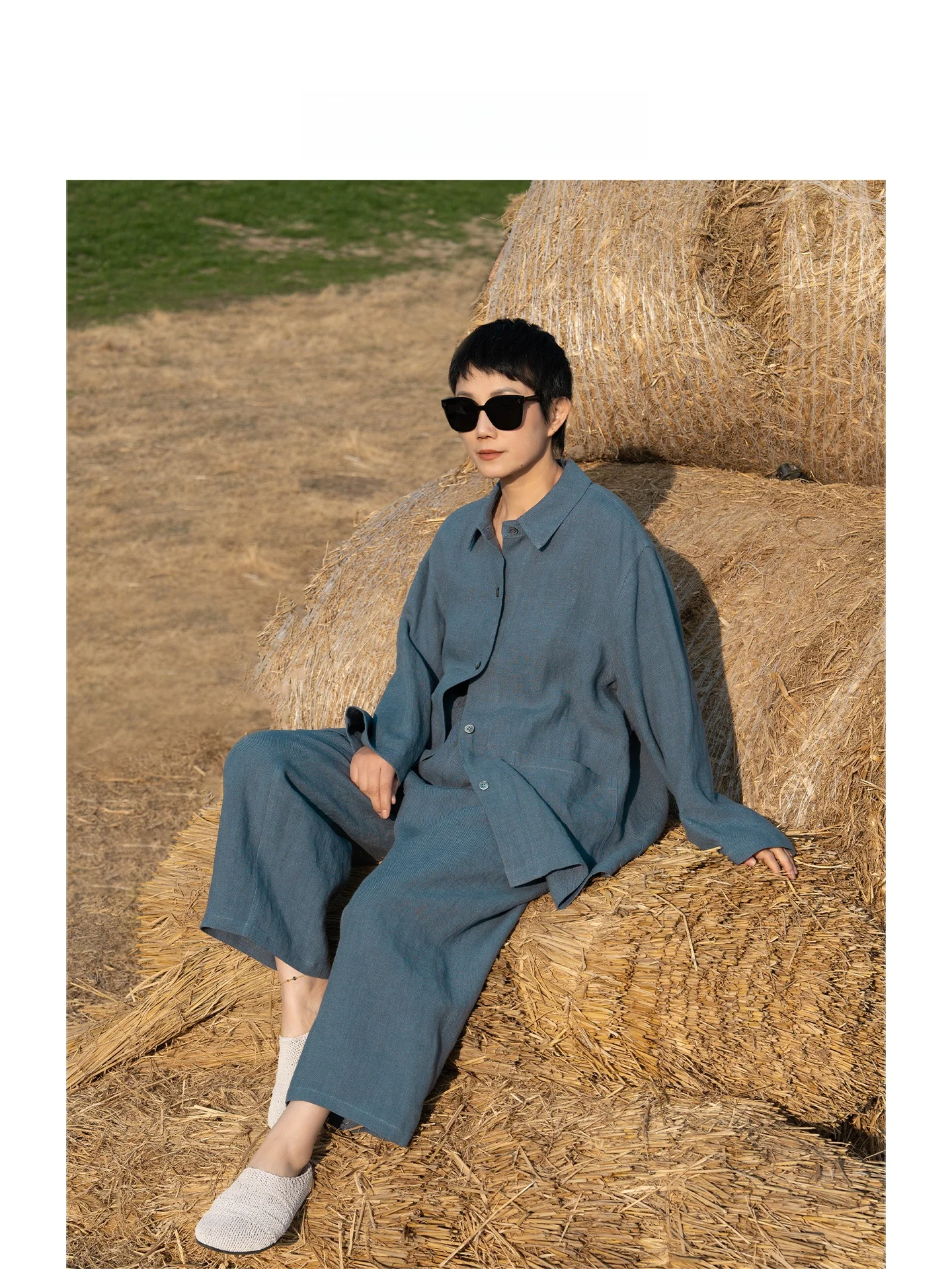 

Женская повседневная льняная рубашка свободного кроя и универсальные широкие брюки из ткани Red Cloud: комфортные, дышащие, весенняя мода