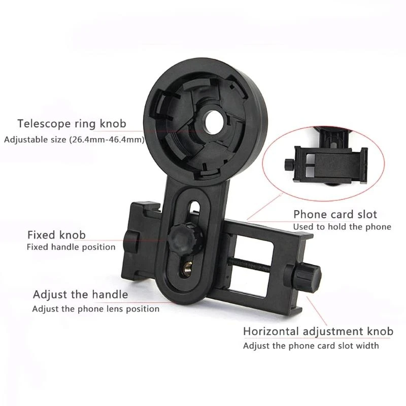 Adaptador telefone universal E06B Mount Suport suporte binocular do clipe telescópio monocular