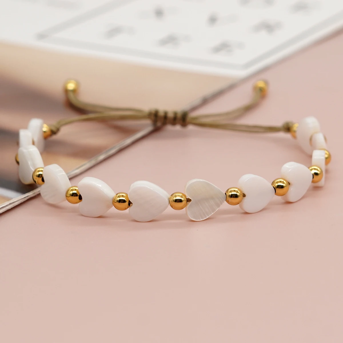 Go2boho Bohemian Beads Bracelets Handmade White Shell Heart 18K Gold Plated Bead Stack Jewelry Holiday Hawaii Trendy For Women